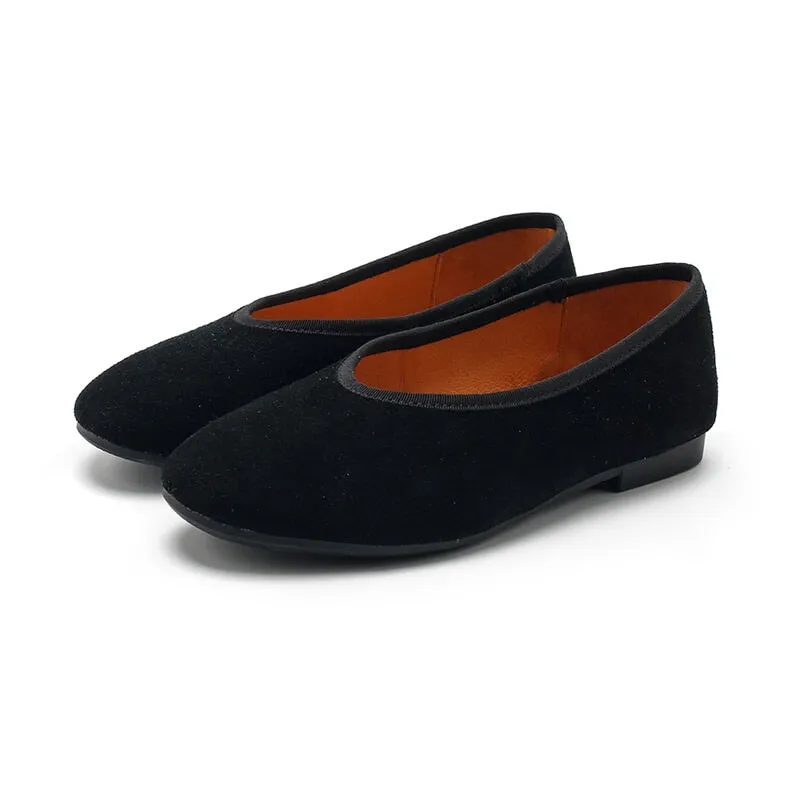 Handmade Suede Leather Flats For Women Mori Style Slip-on in 7 Colors