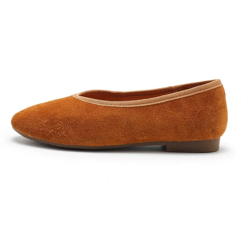 Handmade Suede Leather Flats For Women Mori Style Slip-on in 7 Colors