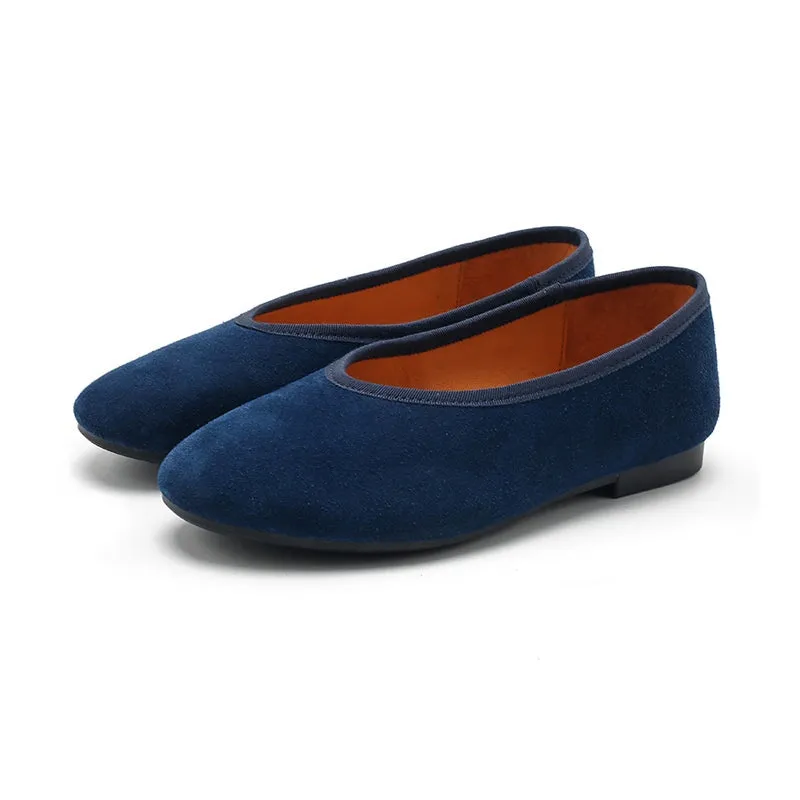 Handmade Suede Leather Flats For Women Mori Style Slip-on in 7 Colors