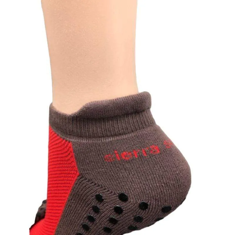 Heel Tab Mesh Top Cotton Anklet Socks with Non-Skid Women's Gripper Socks