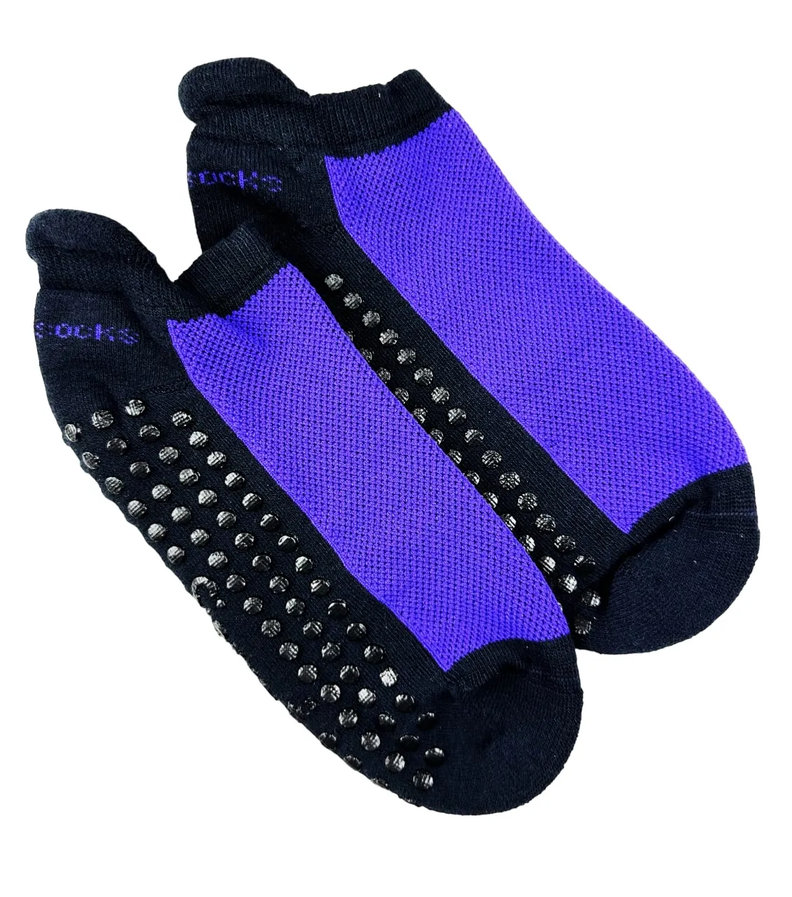 Heel Tab Mesh Top Cotton Anklet Socks with Non-Skid Women's Gripper Socks