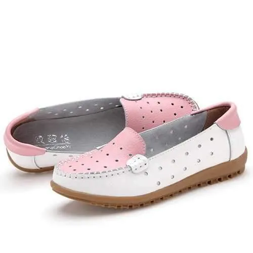 Hollow Out Soft Sole Casual Slip On Flat Loafers For Women