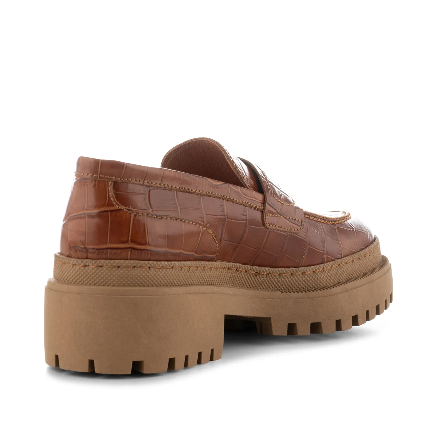 Iona loafer læder  - CHESTNUT CROC