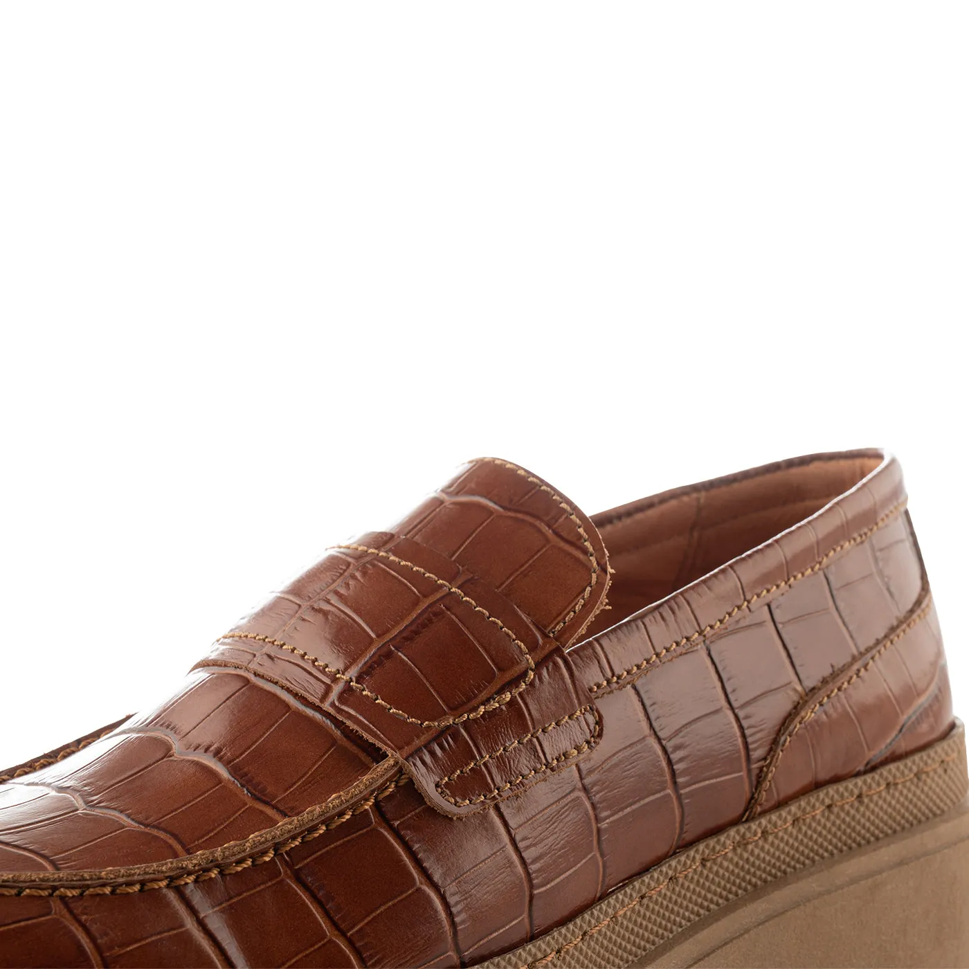 Iona loafer læder  - CHESTNUT CROC