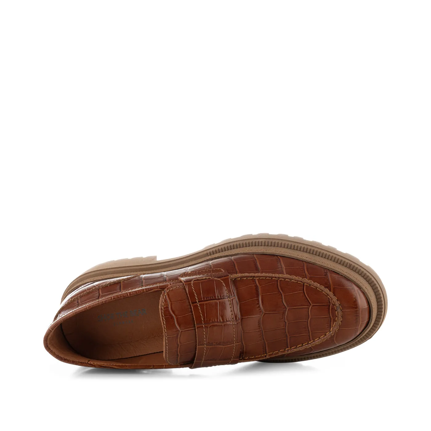 Iona loafer læder  - CHESTNUT CROC