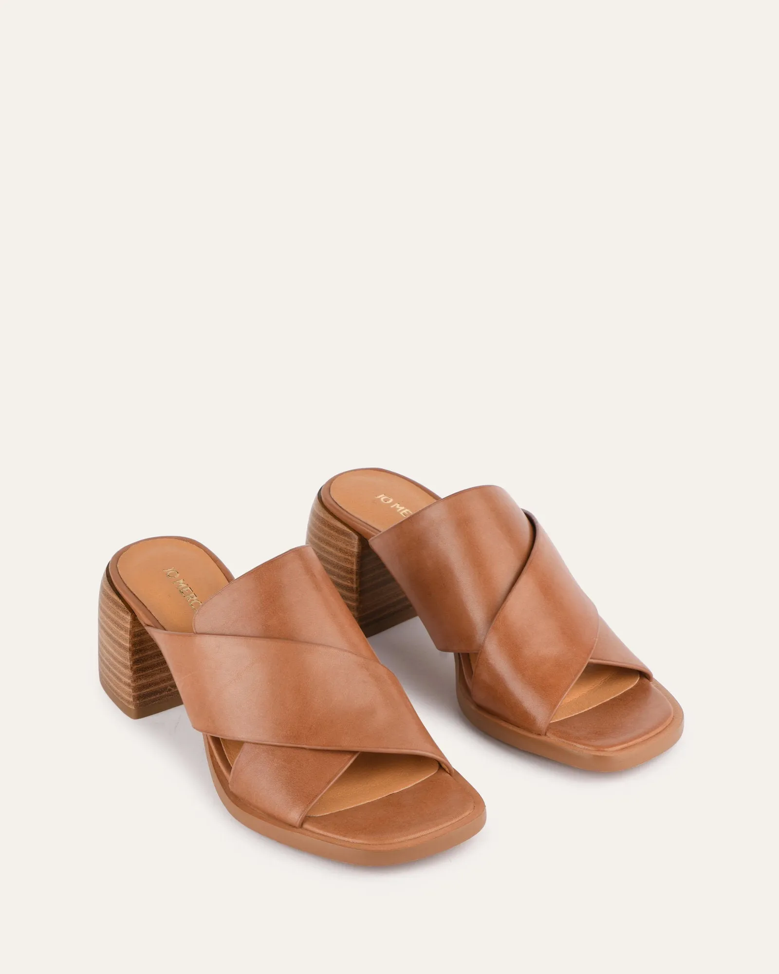 IOWA MID HEEL SANDALS BRANDY LEATHER