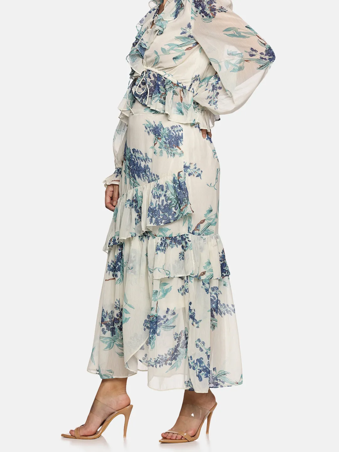 IS.U Floral White Skirt and Top Co-ord set