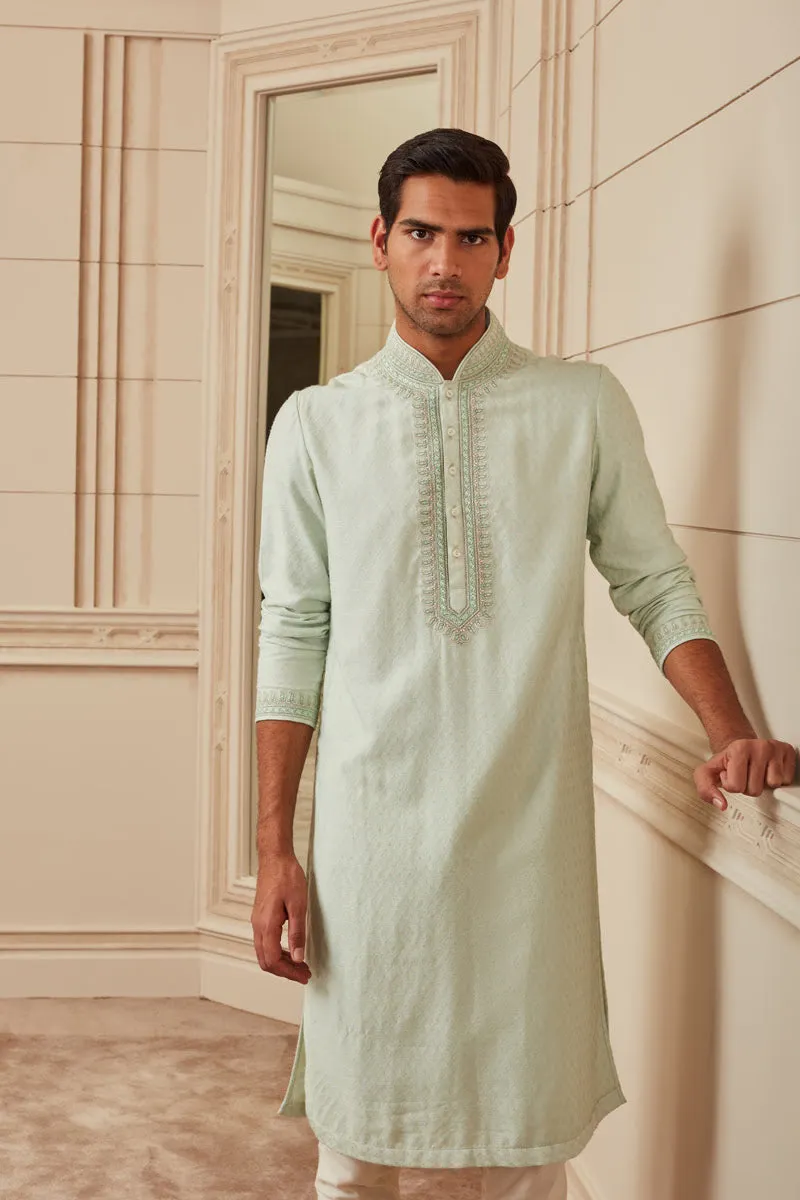 Jade Textured Jacquard Kurta Set