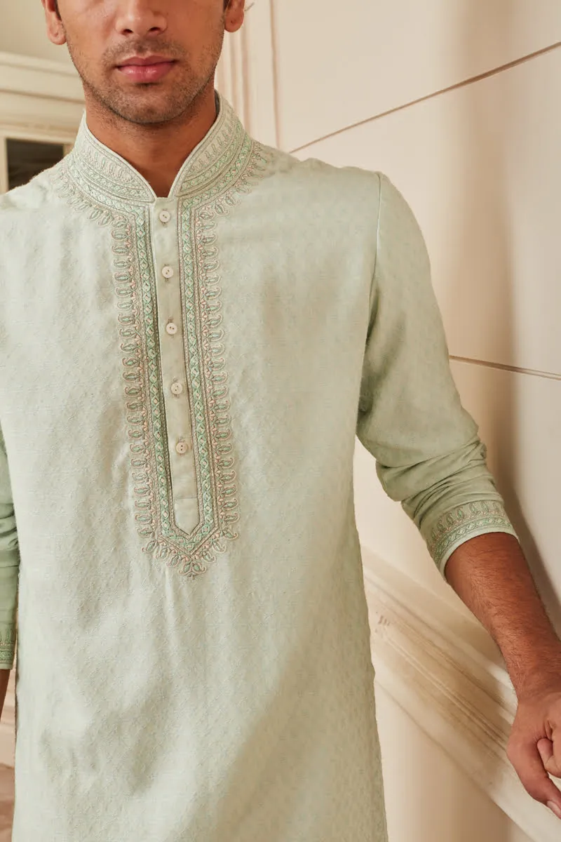 Jade Textured Jacquard Kurta Set