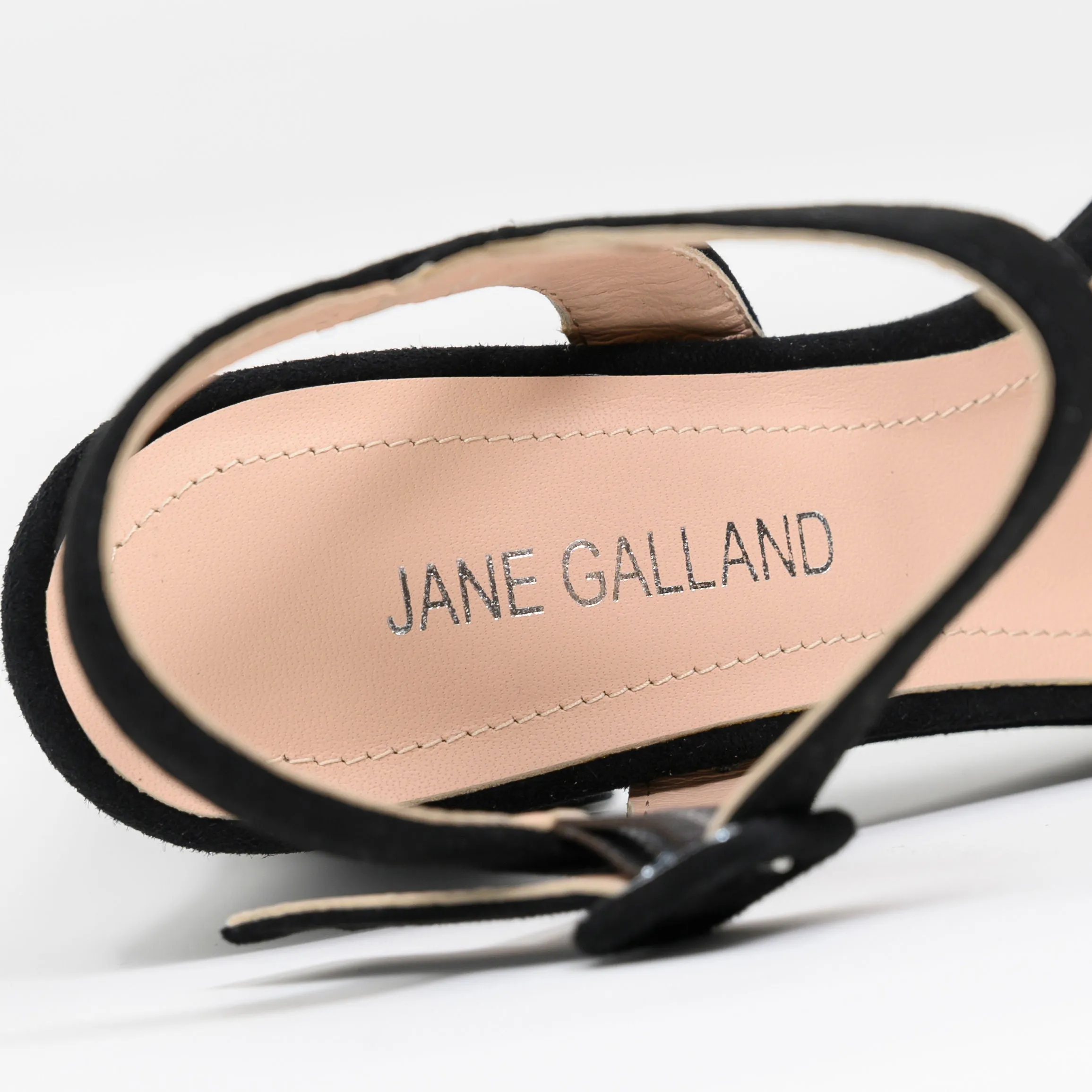 Jane Galland Black Suede Platform Sandals