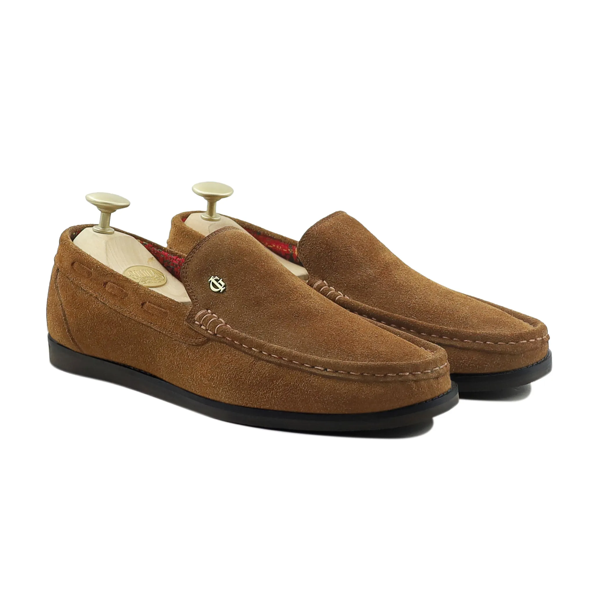 Jiren - Men's Cognac Kid Suede Loafer