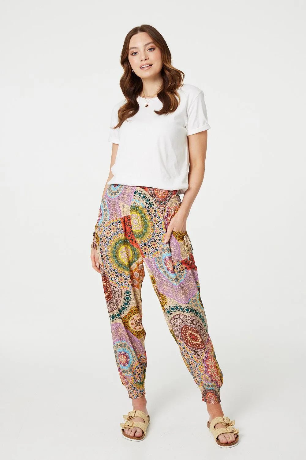 Kaleidoscope Print High Rise Harem Pants