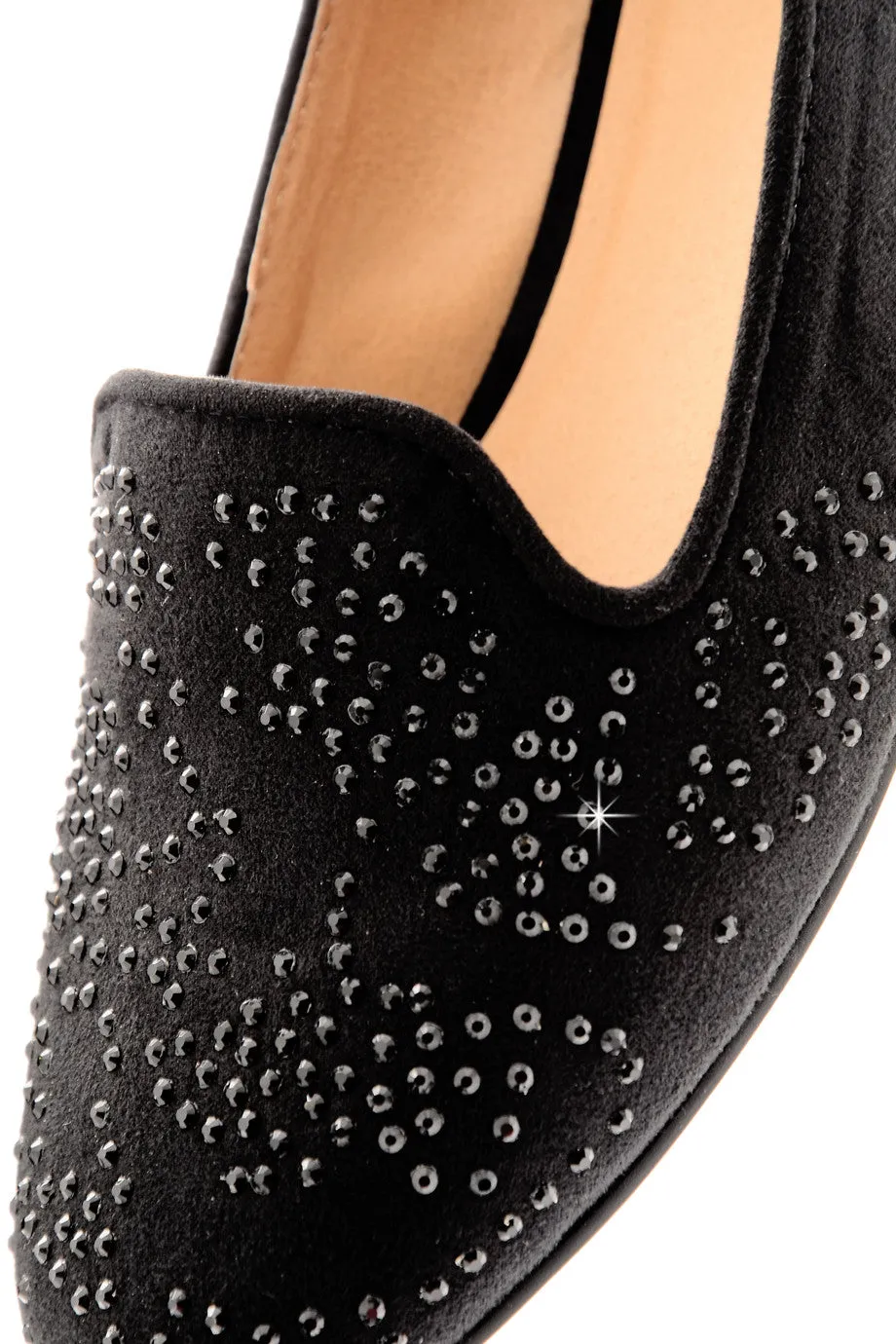 KENDRA Black Rhinestone Loafers