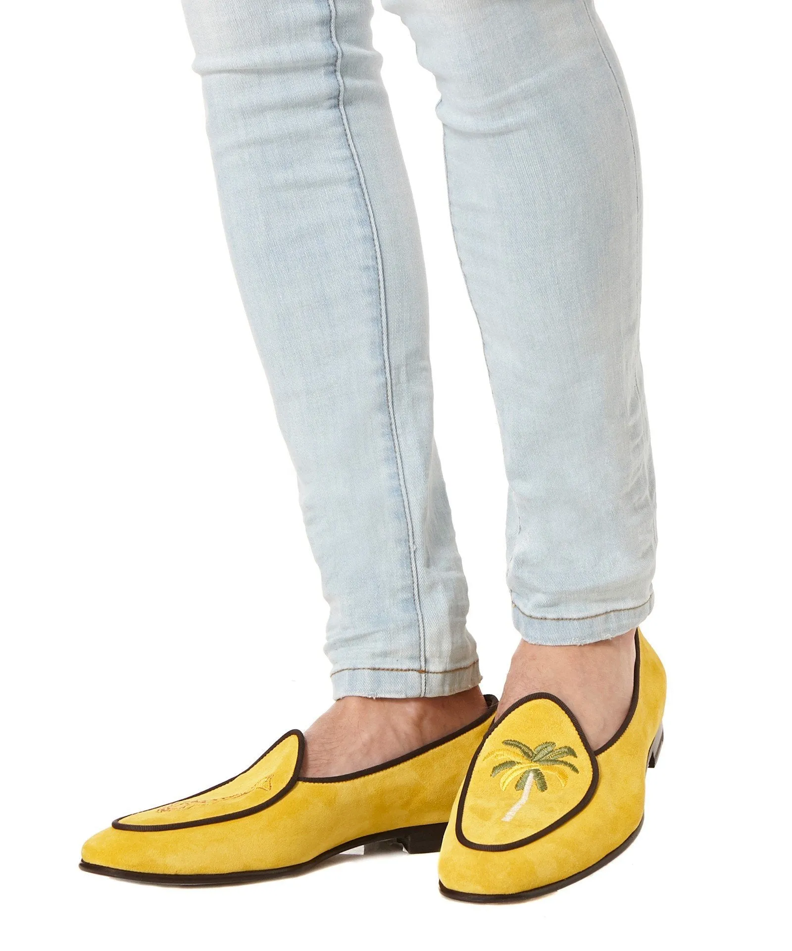 KENSINGTON EMBROIDERED LOAFERS IN YELLOW