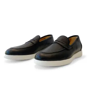 KITON Black Leather Penny Loafer