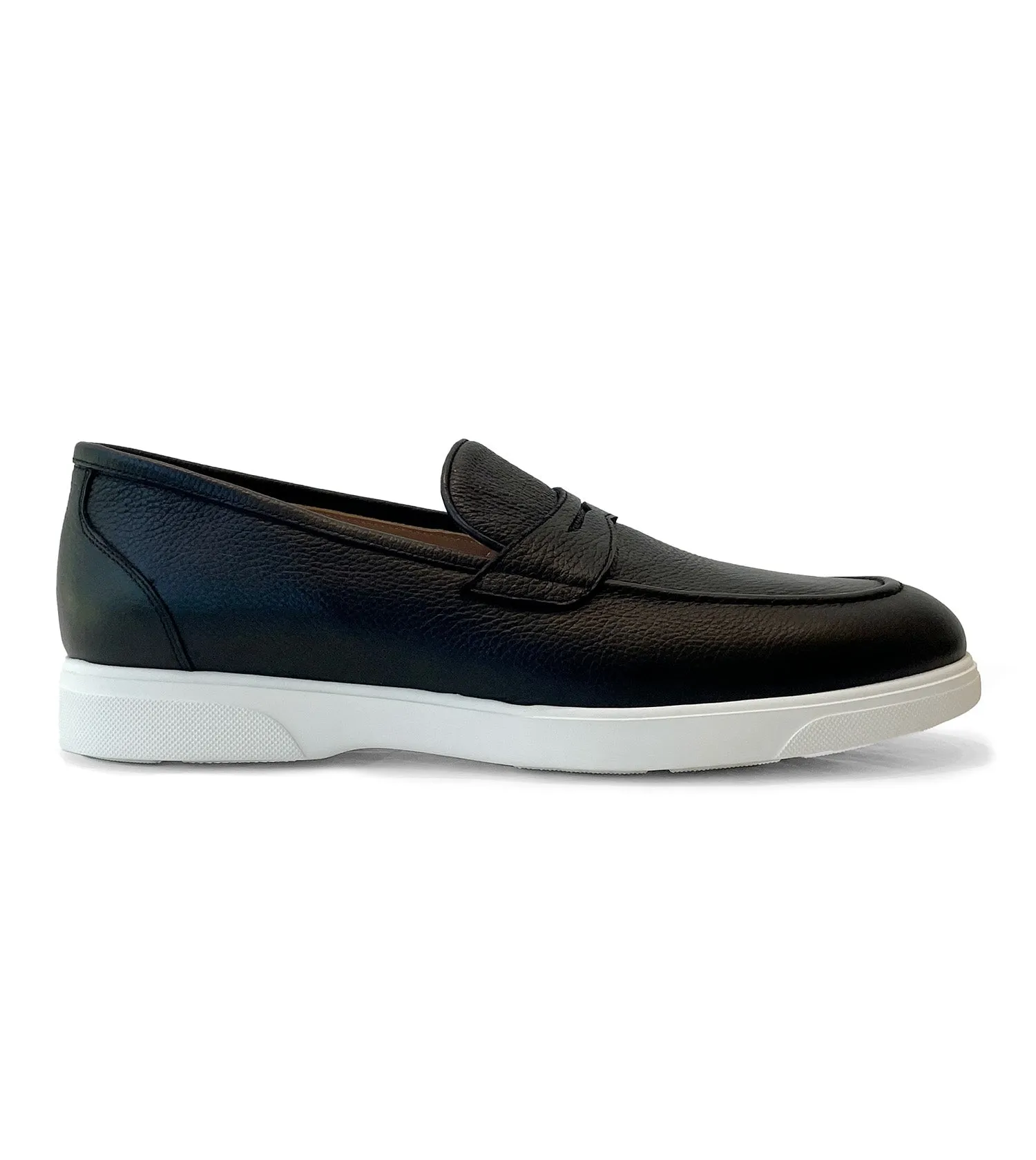 KITON Black Leather Penny Loafer