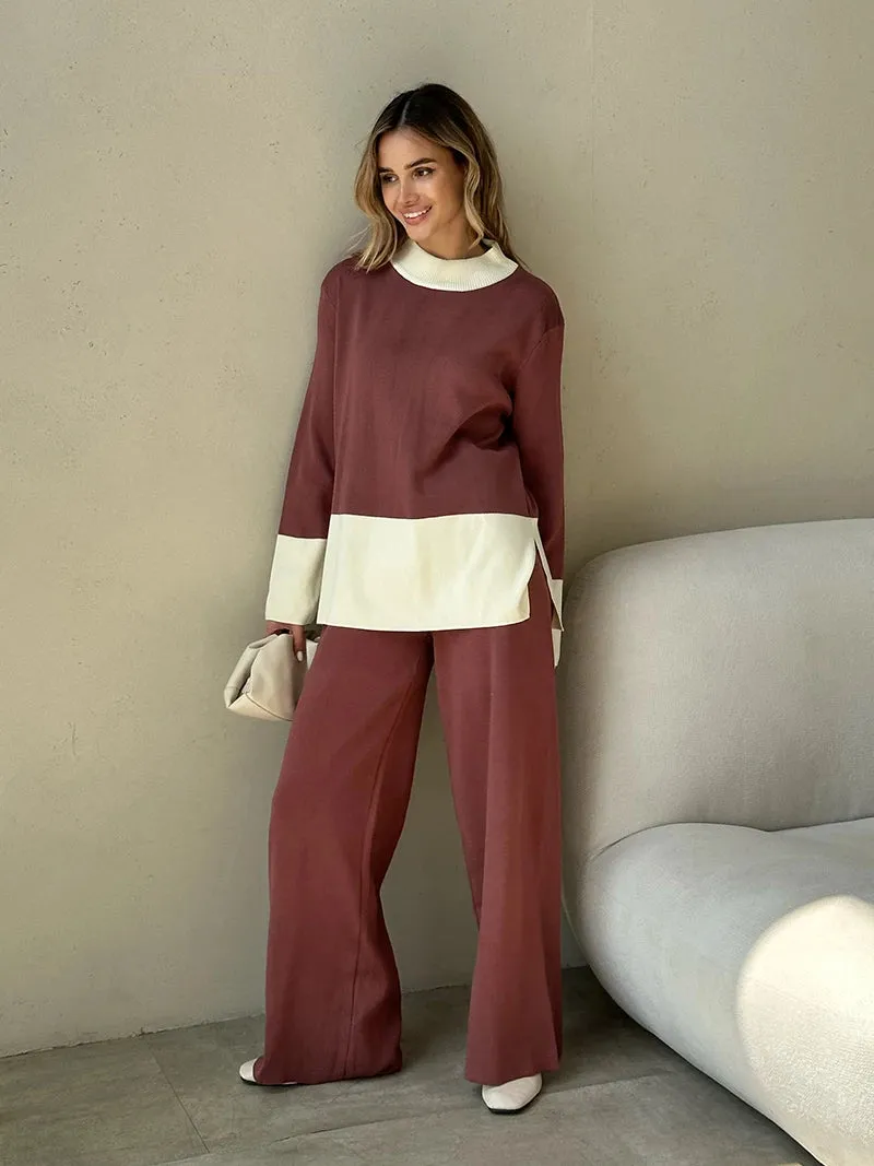 Knit 2 Piece Matching Set – Sweaters   Pallazo Pants Two Tone