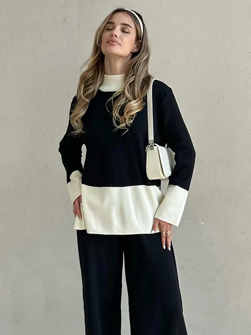 Knit 2 Piece Matching Set – Sweaters   Pallazo Pants Two Tone