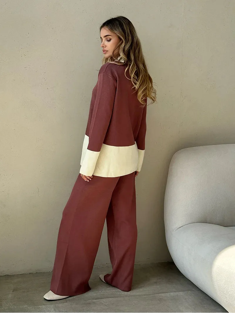 Knit 2 Piece Matching Set – Sweaters   Pallazo Pants Two Tone