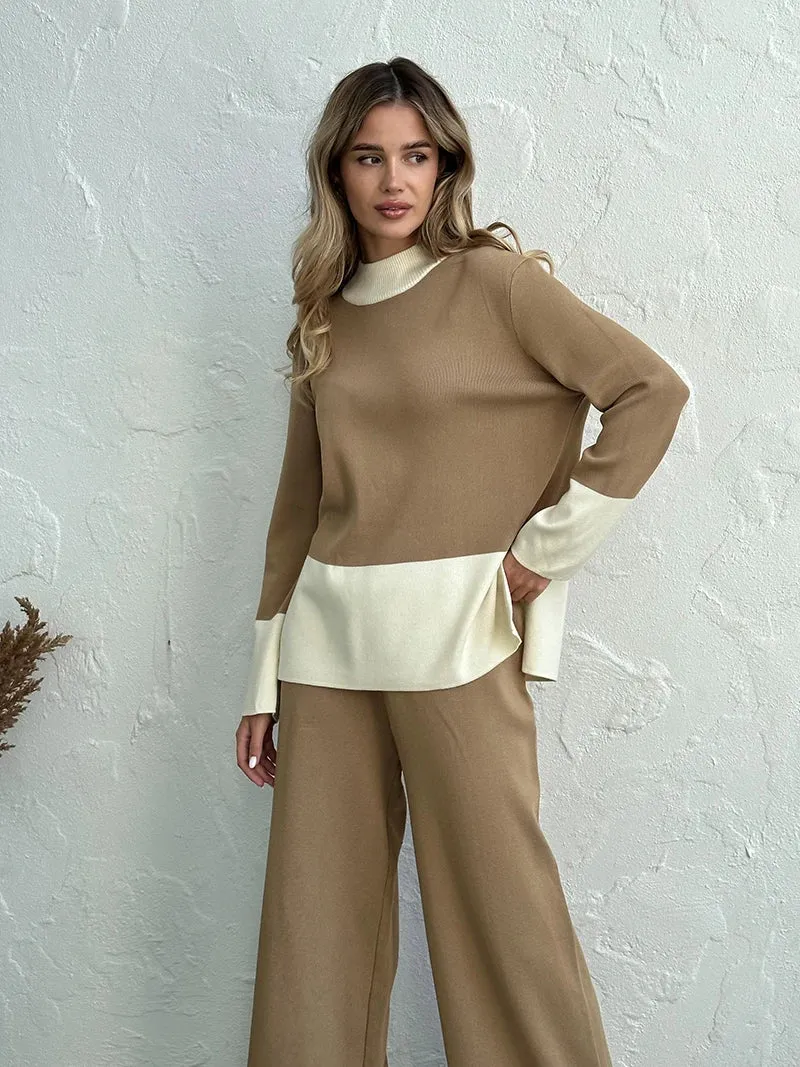 Knit 2 Piece Matching Set – Sweaters   Pallazo Pants Two Tone