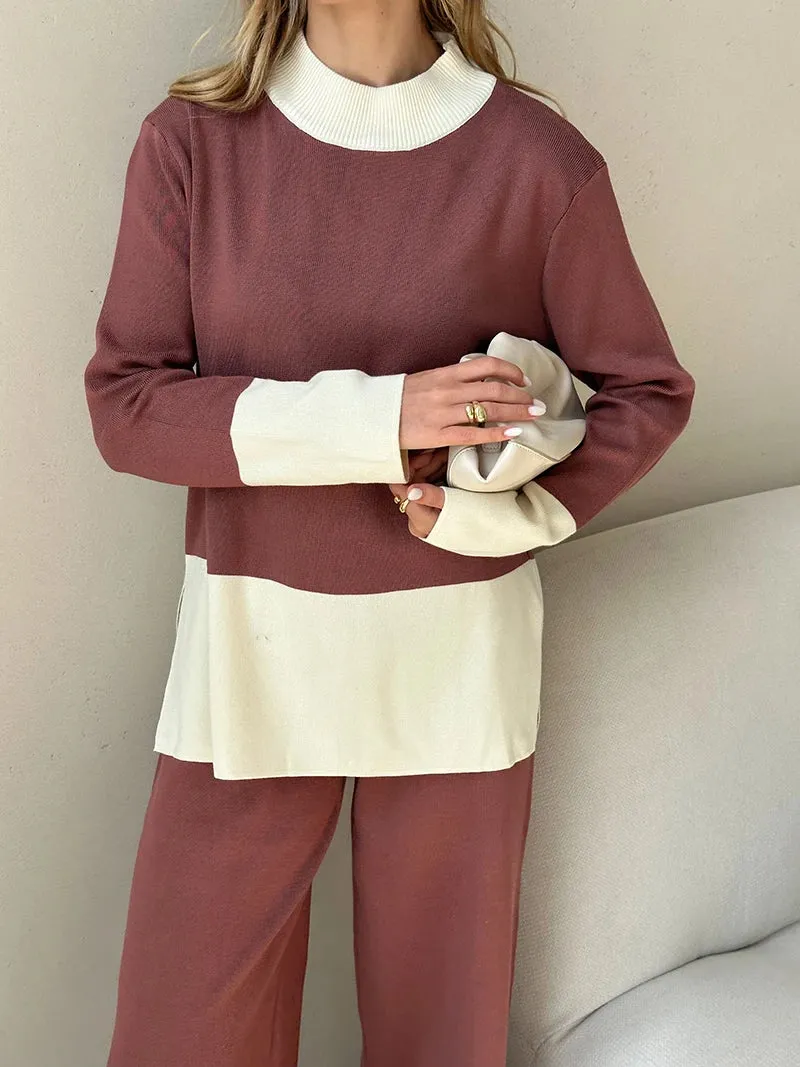 Knit 2 Piece Matching Set – Sweaters   Pallazo Pants Two Tone