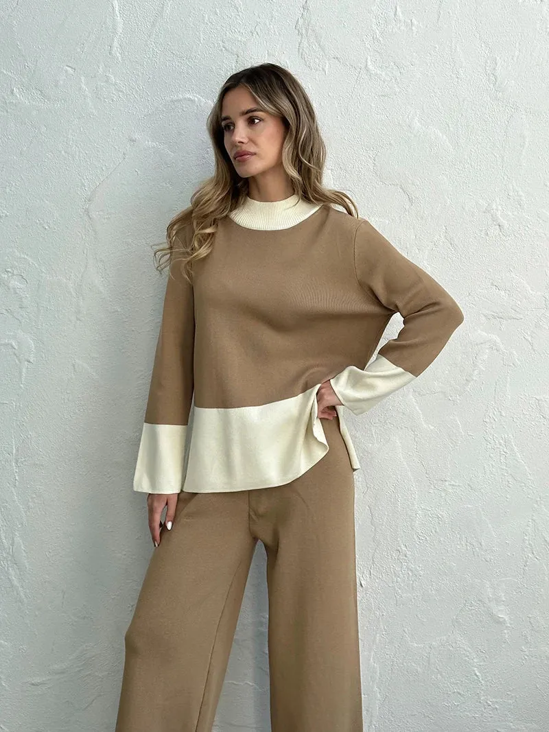 Knit 2 Piece Matching Set – Sweaters   Pallazo Pants Two Tone