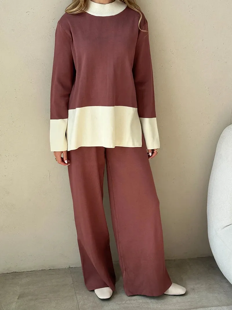 Knit 2 Piece Matching Set – Sweaters   Pallazo Pants Two Tone