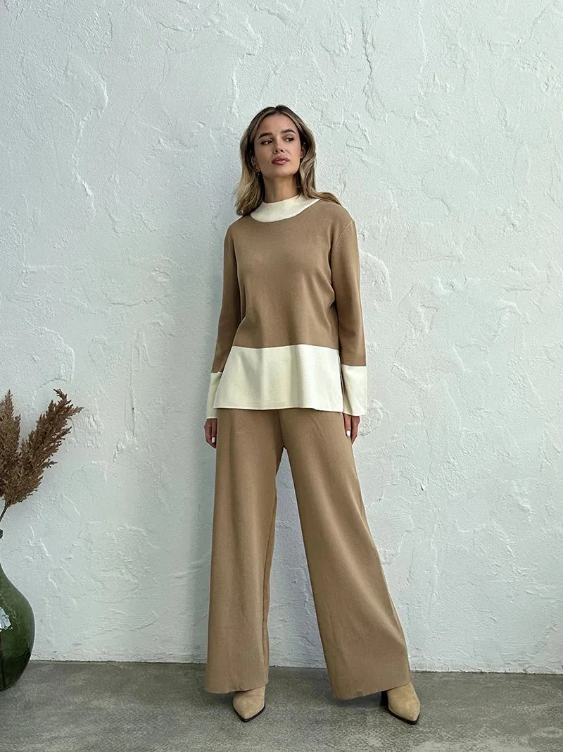 Knit 2 Piece Matching Set – Sweaters   Pallazo Pants Two Tone