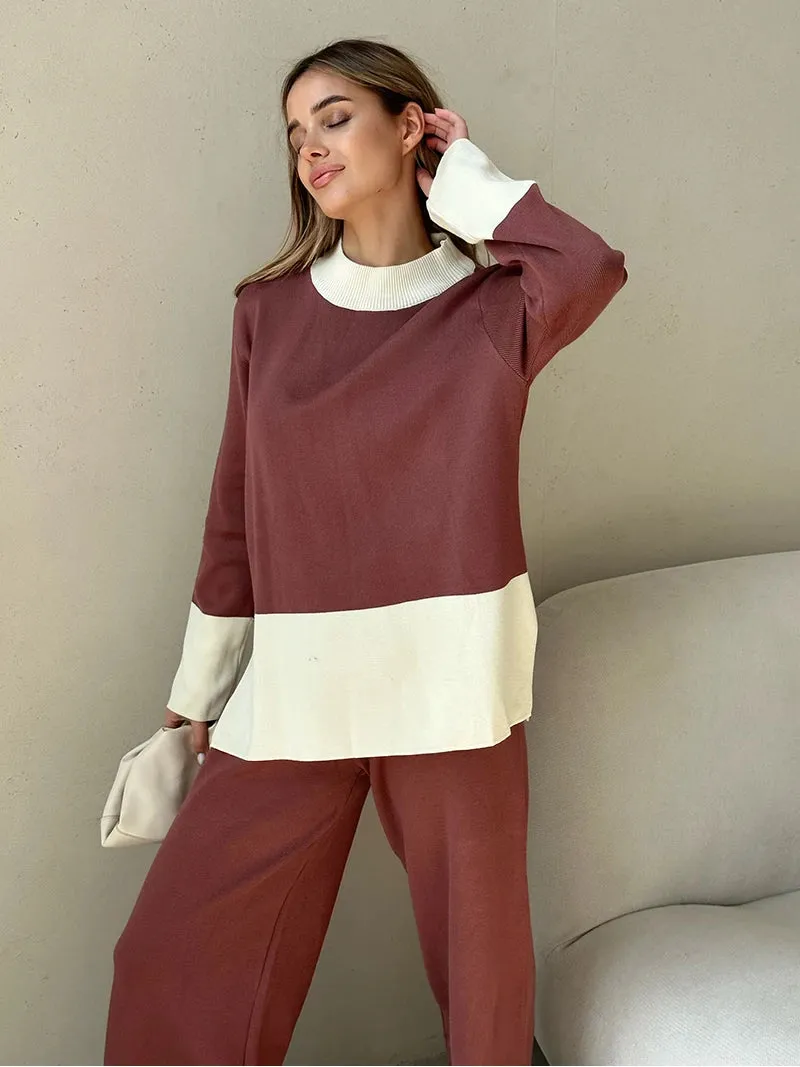 Knit 2 Piece Matching Set – Sweaters   Pallazo Pants Two Tone