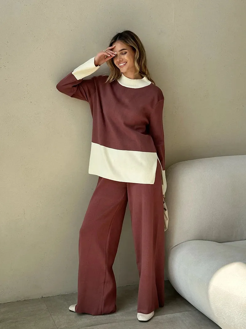 Knit 2 Piece Matching Set – Sweaters   Pallazo Pants Two Tone