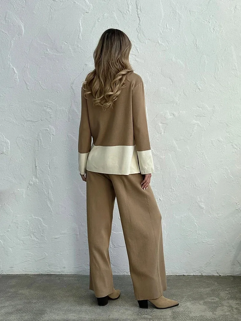 Knit 2 Piece Matching Set – Sweaters   Pallazo Pants Two Tone