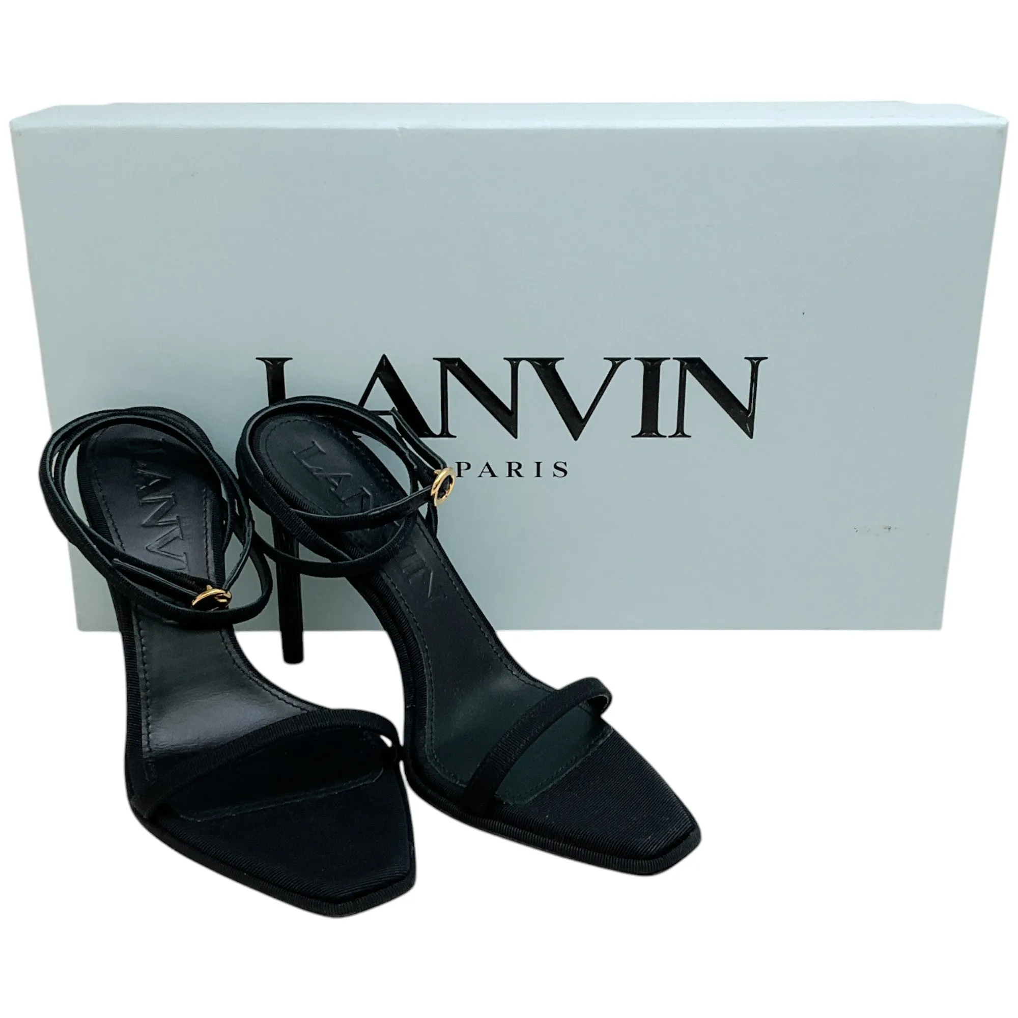 Lanvin Black Grosgrain Elegant Femme Sandals