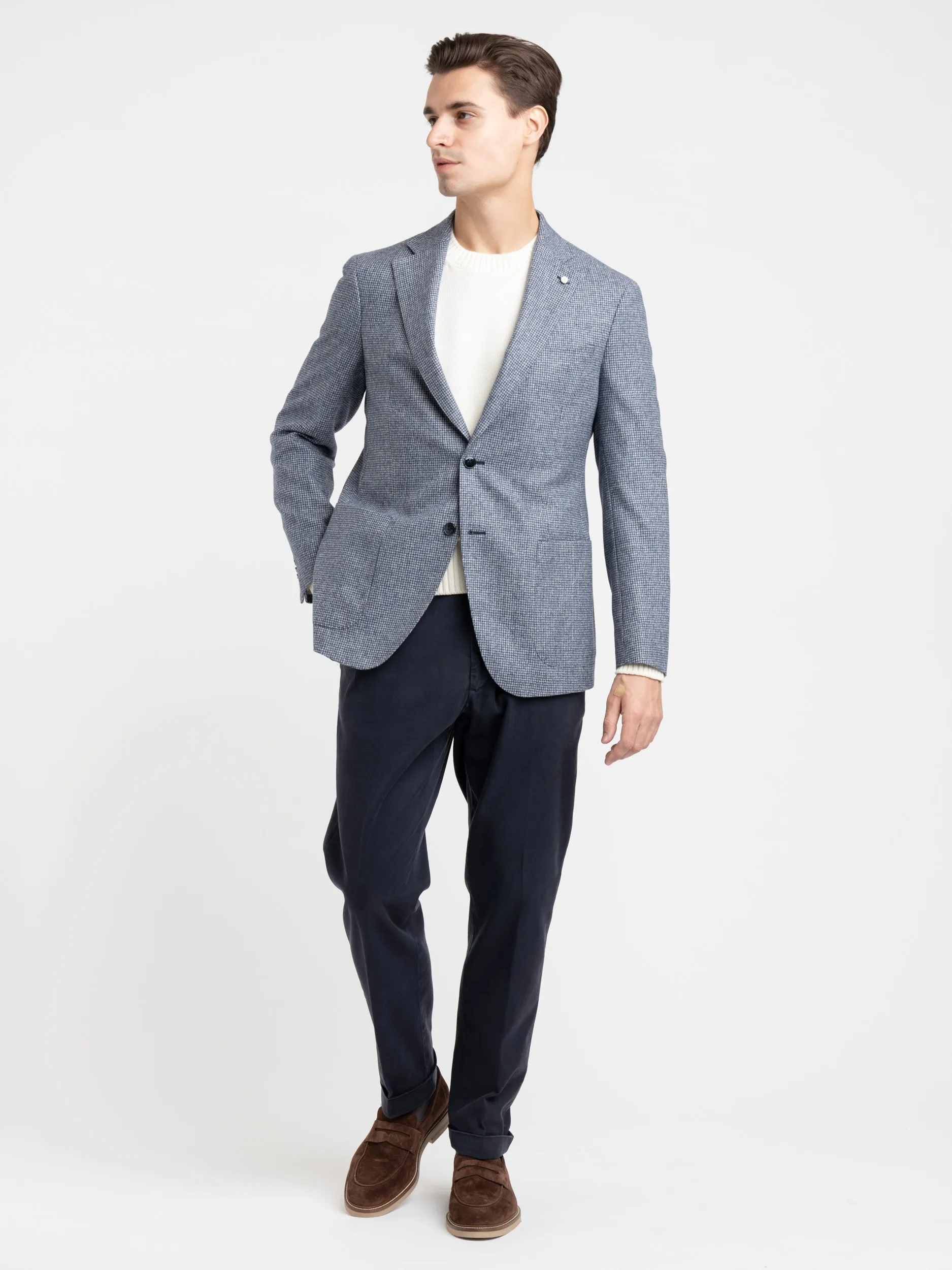 Light Blue Check Wool-Alpaca Sport Jacket