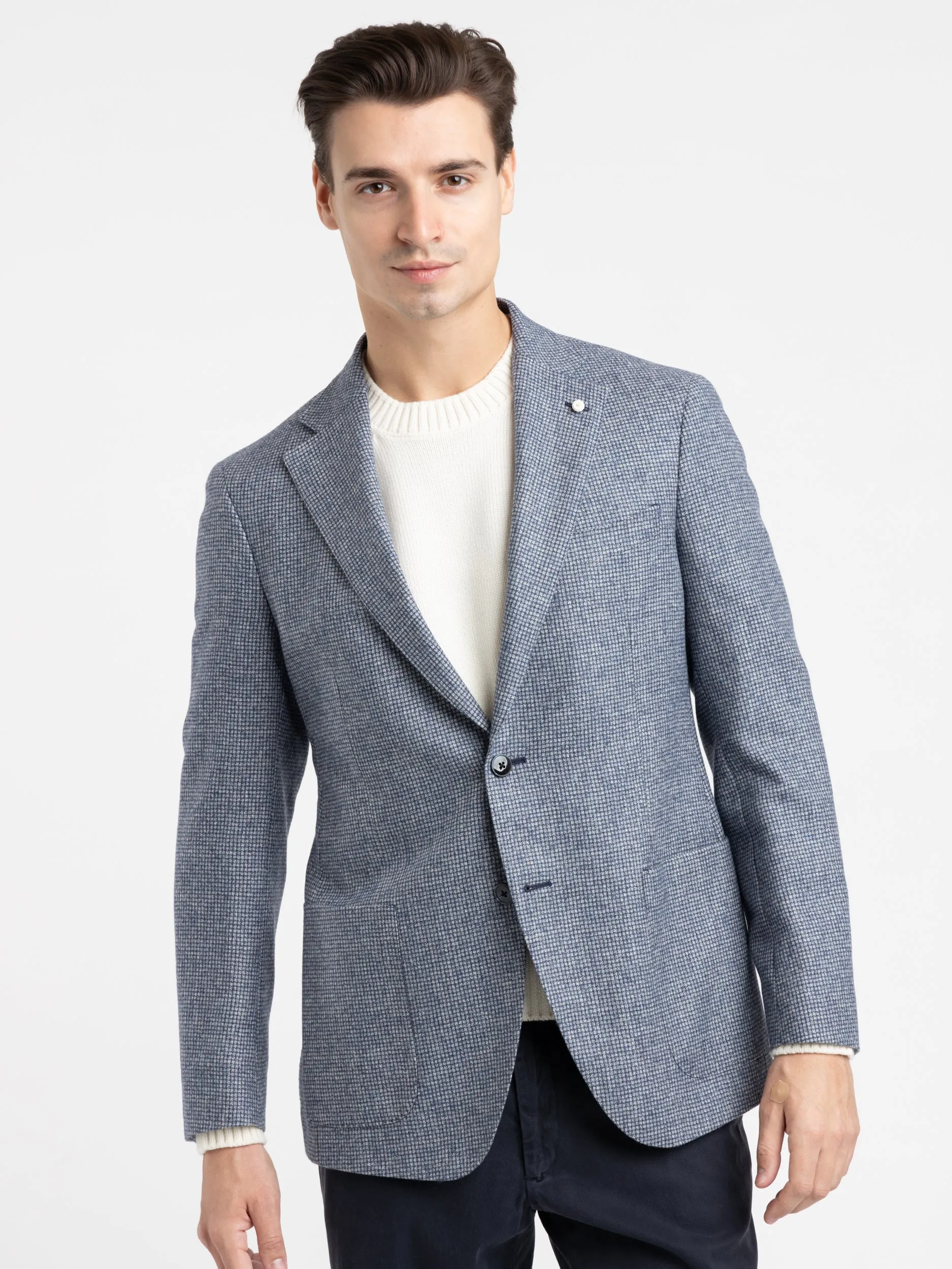 Light Blue Check Wool-Alpaca Sport Jacket