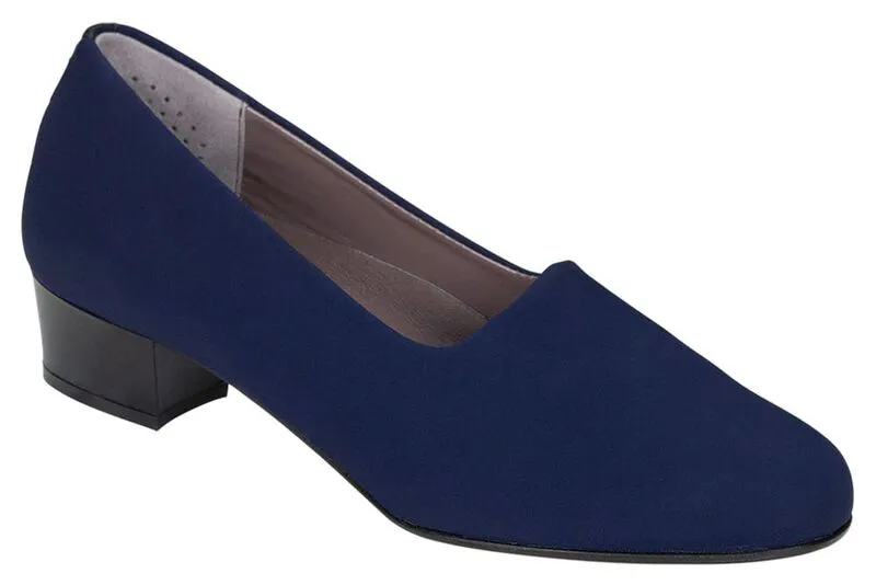 Lucia Slip On Heel navy at Brandy's Shoes Made in USA