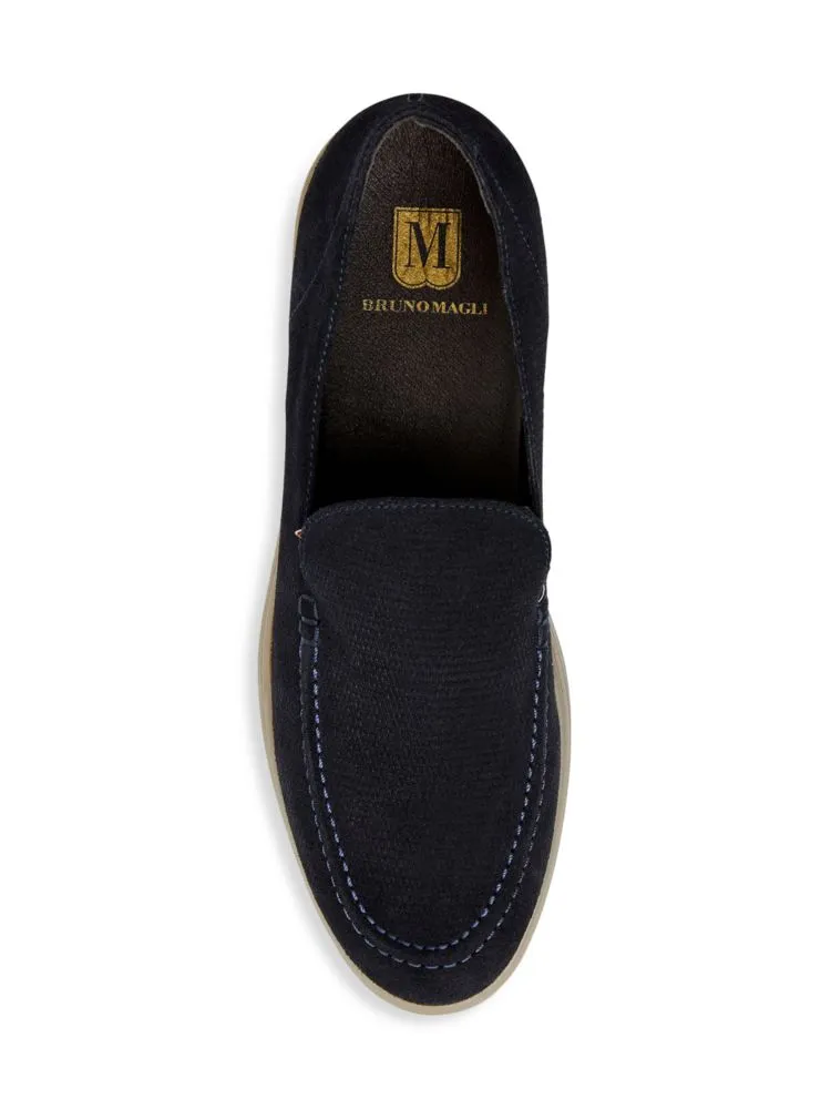 Lucio Bruno Magli suede loafers, navy