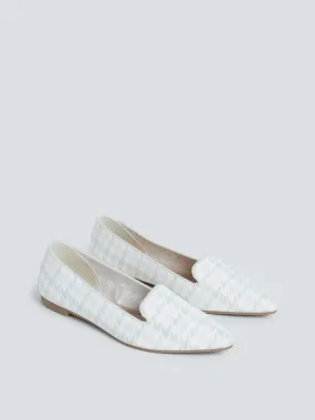 LUNA BLU Off-White Houndstooth Ballet Flats