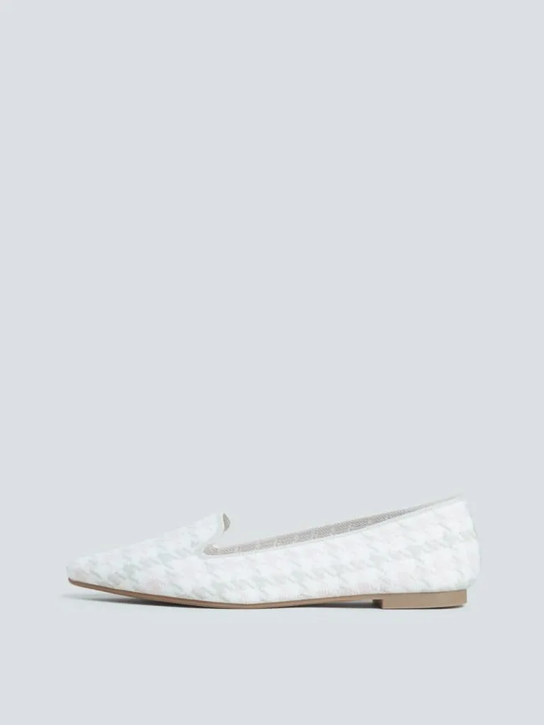 LUNA BLU Off-White Houndstooth Ballet Flats