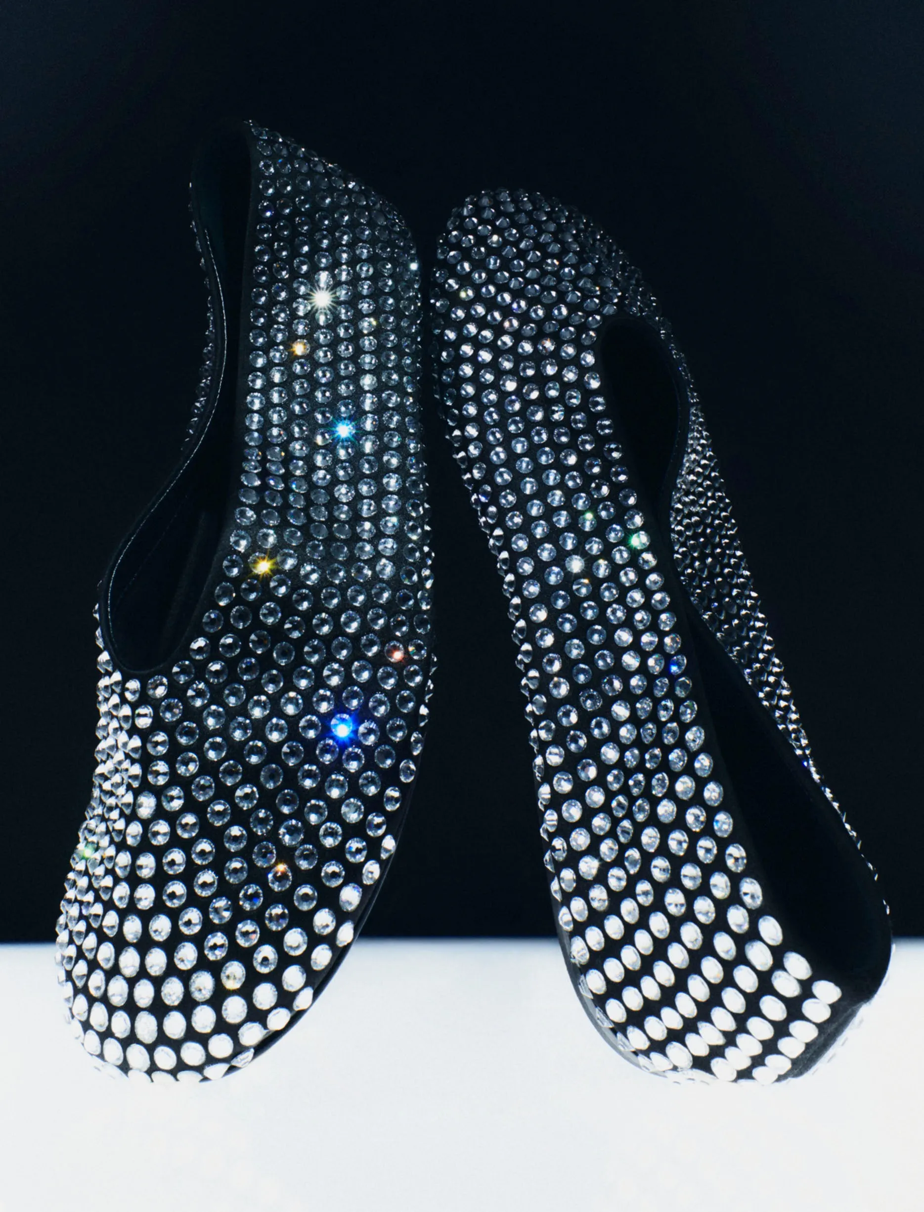 Marcy Flat in Black with Crystals