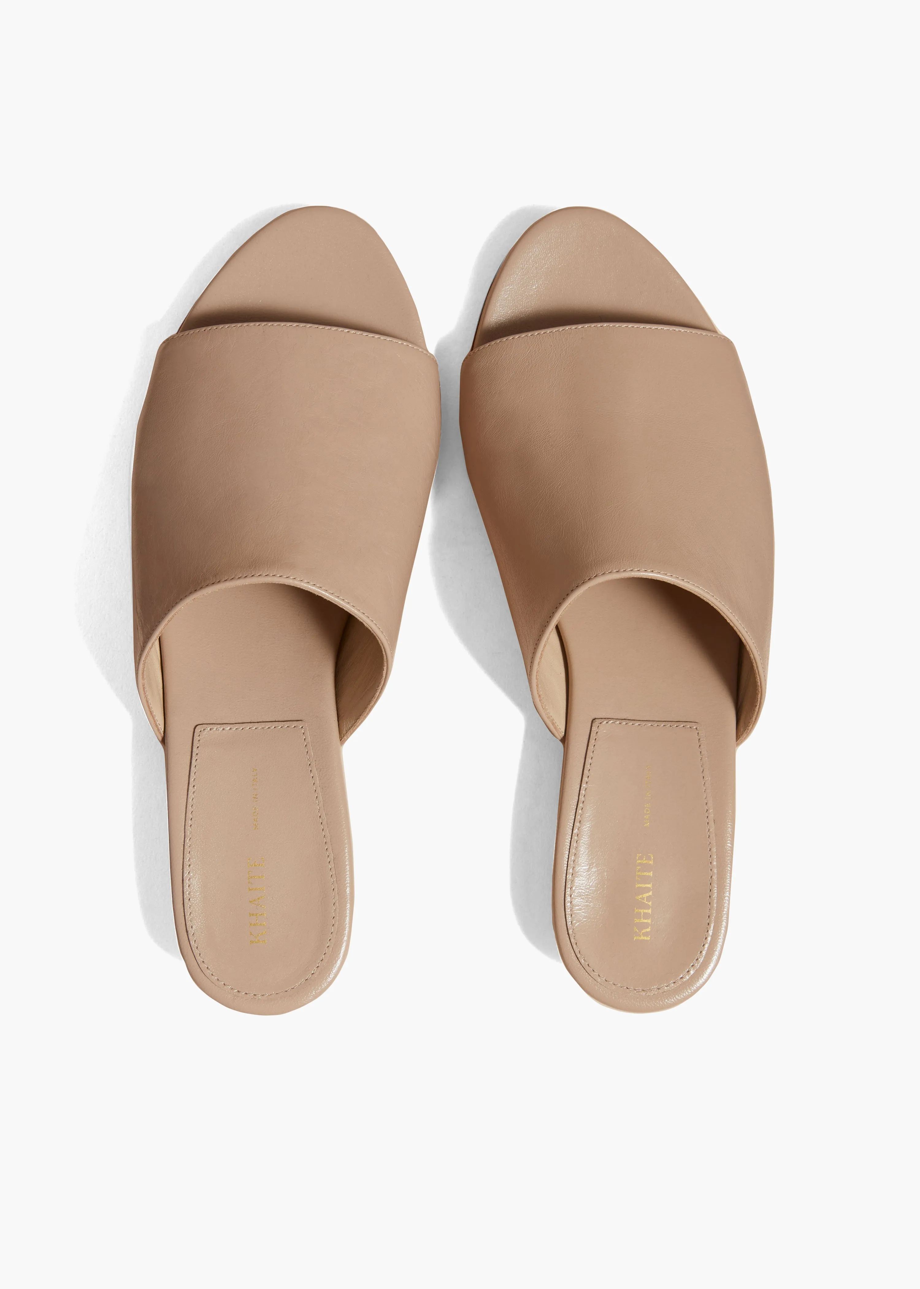 Marion Slide in Beige Leather