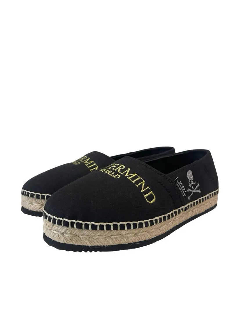 Mastermind World X Suicoke Black Canvas Espadrilles. Size: 7