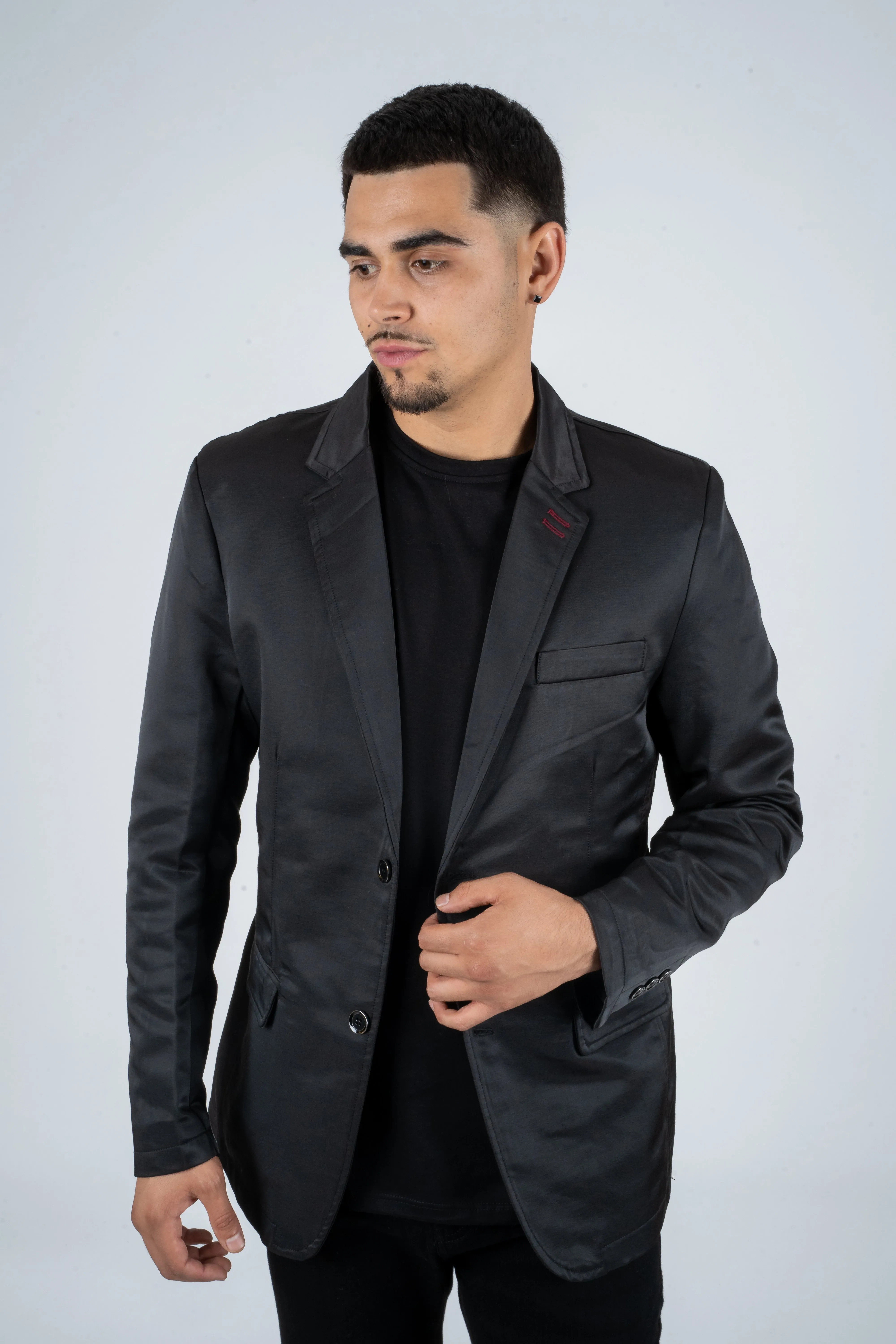 Men's Double Button Black Blazer