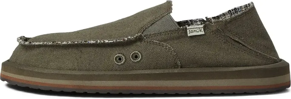 Men's Shoes Sanuk VAGABOND SOFT TOP HEMP Slip On Loafers 1117753 ARMY