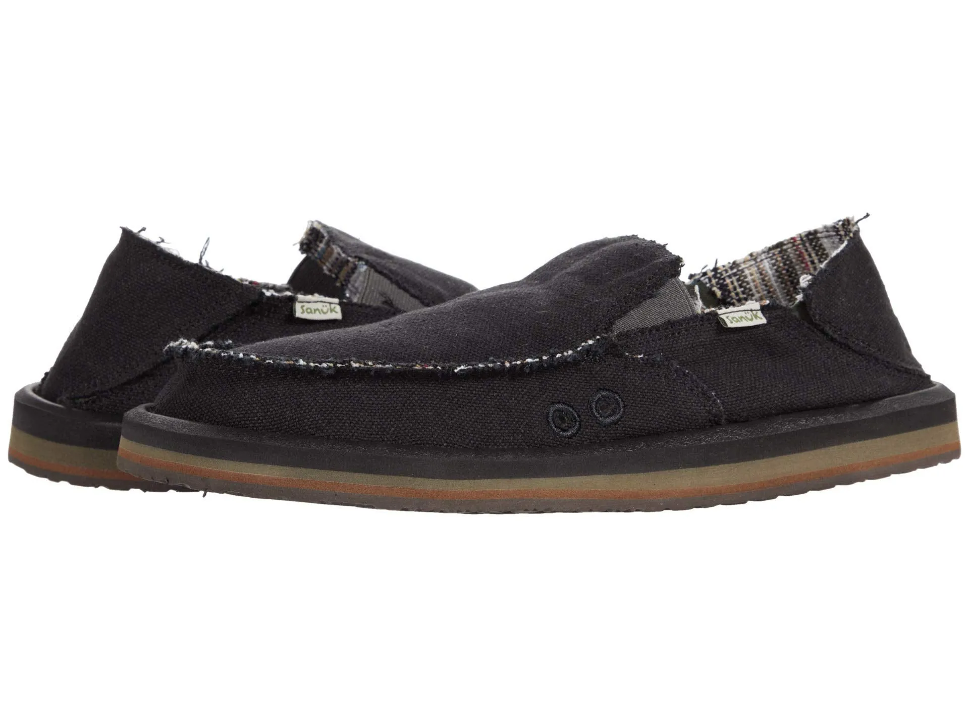 Men's Shoes Sanuk VAGABOND SOFT TOP HEMP Slip On Loafers 1117753 BLACK