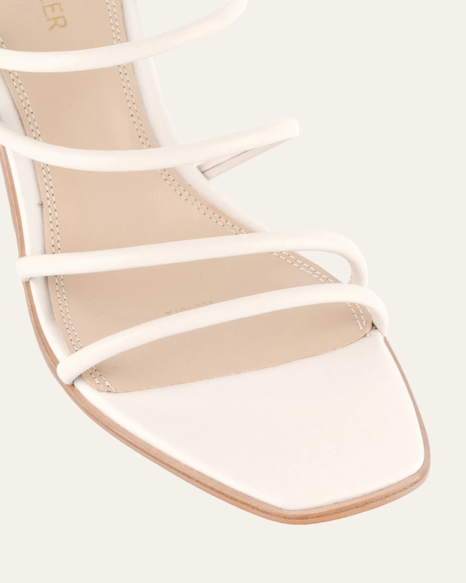 NAOMI MID HEEL SANDALS OFF WHITE LEATHER