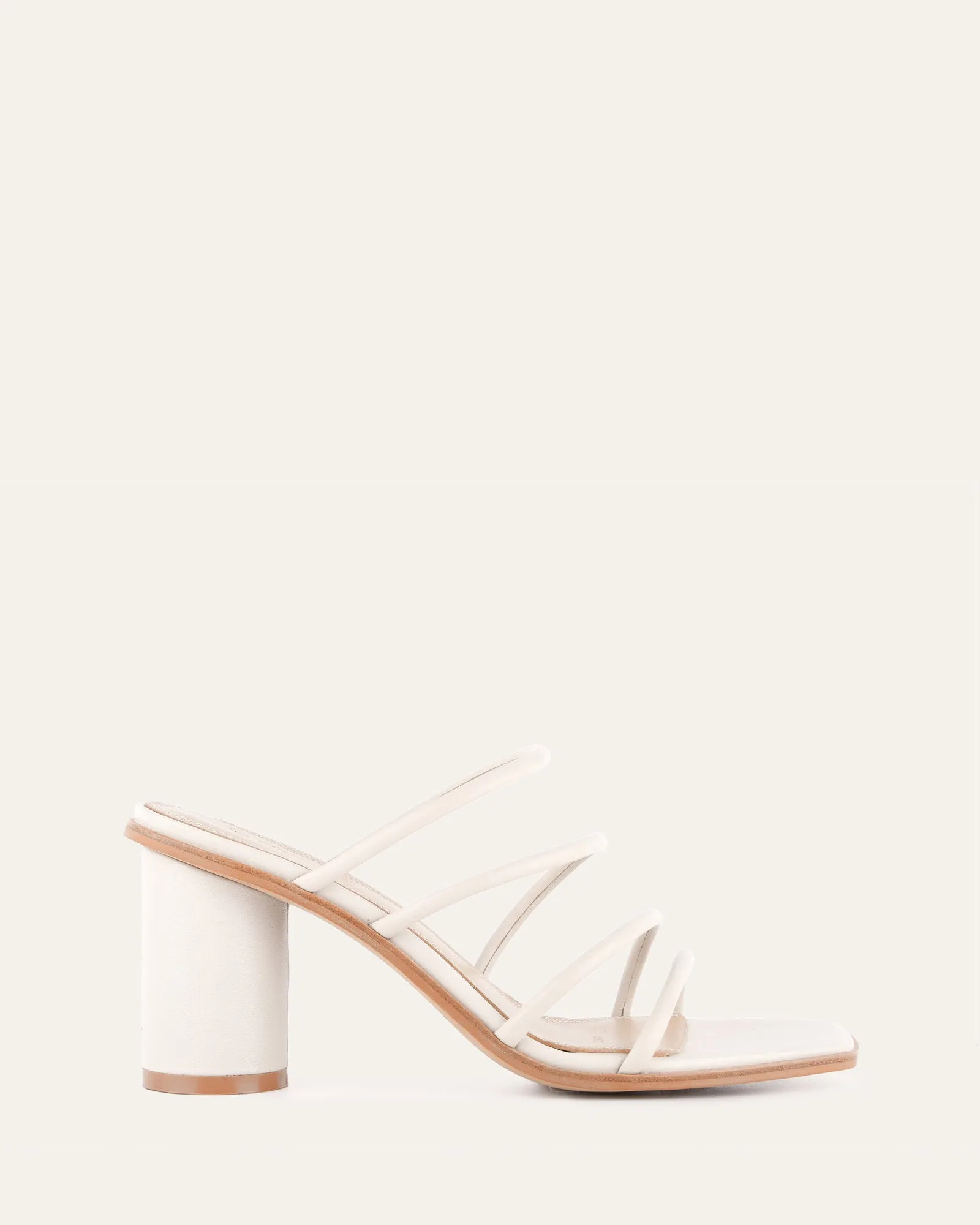 NAOMI MID HEEL SANDALS OFF WHITE LEATHER