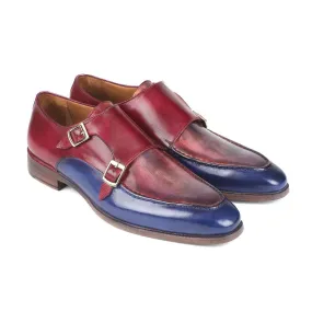 Paul Parkman Handmade Designer Shoes Men's Blue & Bordeaux Calfskin Loafers SW533YR (PM5702)