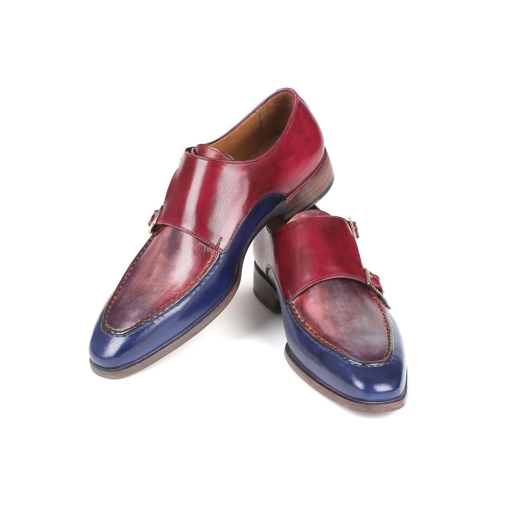 Paul Parkman Handmade Designer Shoes Men's Blue & Bordeaux Calfskin Loafers SW533YR (PM5702)