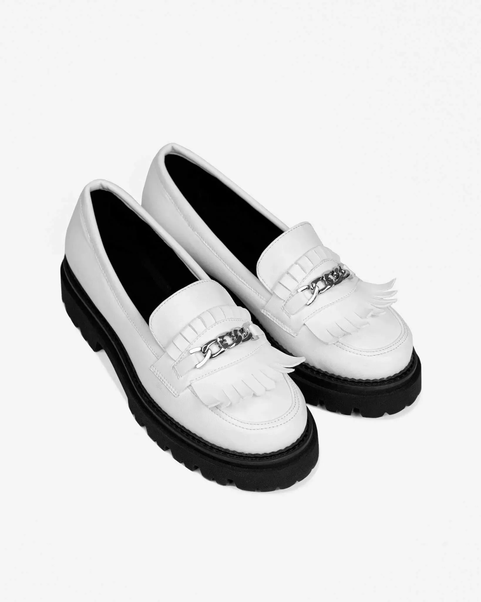 PRE-ORDER Vegan Chunky Loafers White Grape Leather Loafers by Bohema