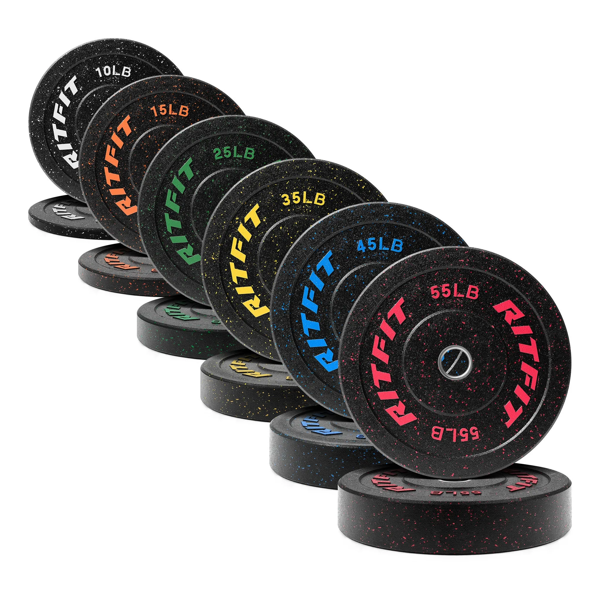 RitFit Fleck Bumper Plates 2-Inch Olympic Rubber Weight Plates